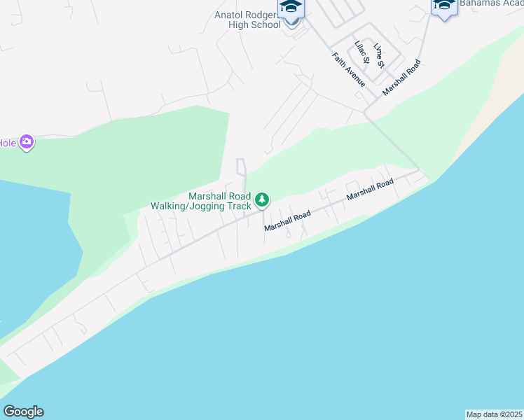 map of restaurants, bars, coffee shops, grocery stores, and more near Marshall Road in Nassau