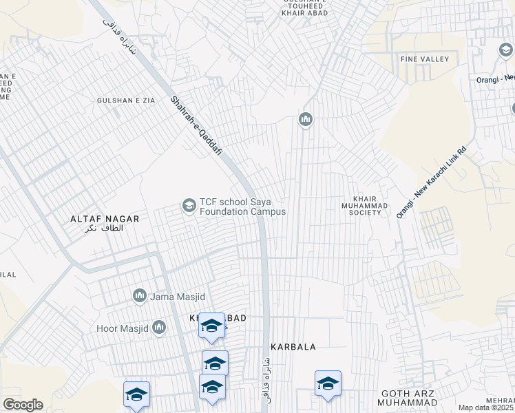 map of restaurants, bars, coffee shops, grocery stores, and more near Banaras Bazar Chowk in Karachi