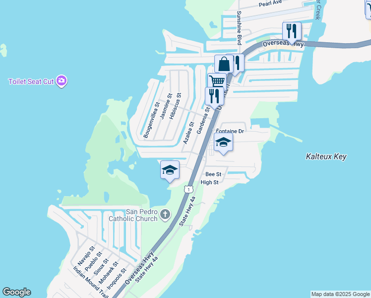 map of restaurants, bars, coffee shops, grocery stores, and more near 282 Azalea Street in Tavernier