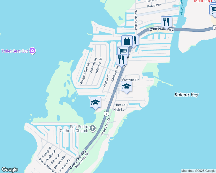 map of restaurants, bars, coffee shops, grocery stores, and more near 263 Gardenia Street in Tavernier