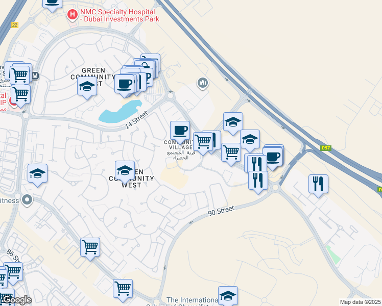 map of restaurants, bars, coffee shops, grocery stores, and more near in Dubai