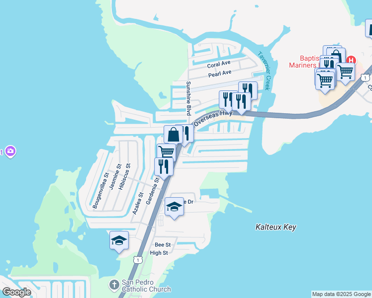 map of restaurants, bars, coffee shops, grocery stores, and more near 90361 Old Highway in Islamorada