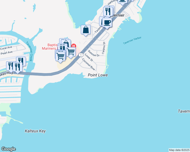 map of restaurants, bars, coffee shops, grocery stores, and more near 239 Tavernier Dr in Tavernier