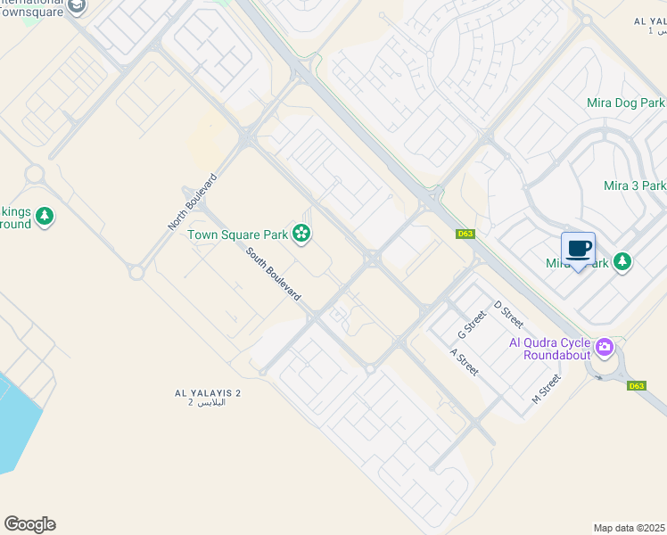 map of restaurants, bars, coffee shops, grocery stores, and more near Al Qudra Road in Dubai