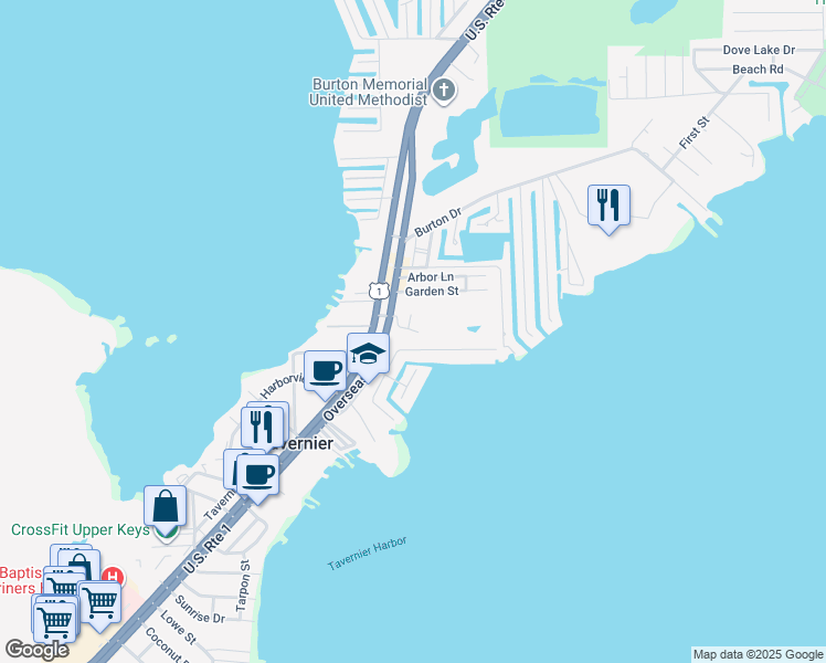 map of restaurants, bars, coffee shops, grocery stores, and more near in Tavernier