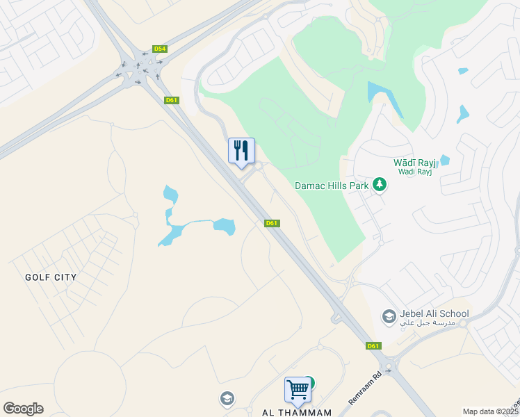map of restaurants, bars, coffee shops, grocery stores, and more near Hessa Street in Dubai