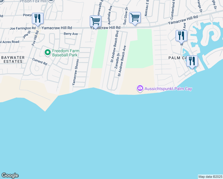 map of restaurants, bars, coffee shops, grocery stores, and more near in Nassau