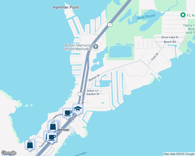 map of restaurants, bars, coffee shops, grocery stores, and more near 210 Buttonwood Lane in Key Largo