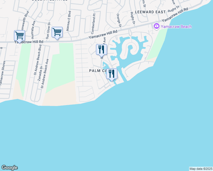map of restaurants, bars, coffee shops, grocery stores, and more near in Nassau
