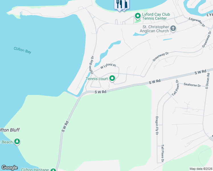 map of restaurants, bars, coffee shops, grocery stores, and more near Brighton Place in Nassau