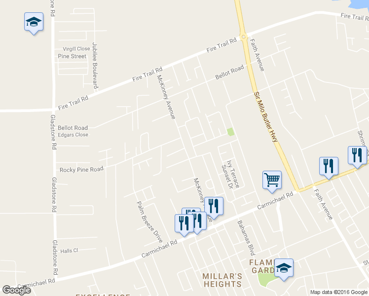 map of restaurants, bars, coffee shops, grocery stores, and more near McKinney Avenue in Nassau