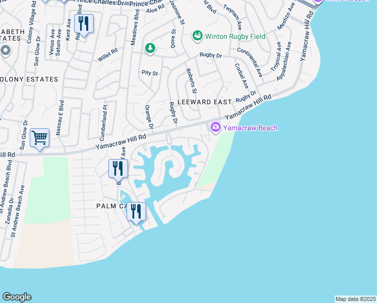 map of restaurants, bars, coffee shops, grocery stores, and more near in Nassau