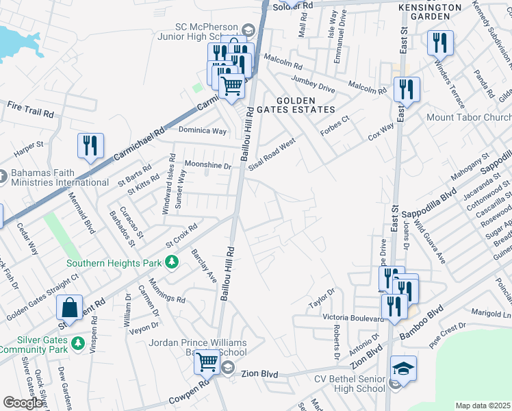 map of restaurants, bars, coffee shops, grocery stores, and more near in Nassau