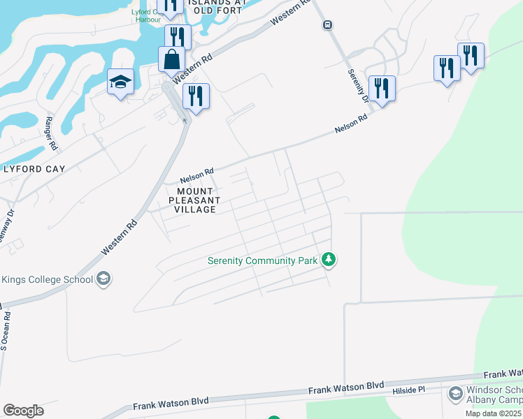 map of restaurants, bars, coffee shops, grocery stores, and more near Sunrise Drive in Nassau