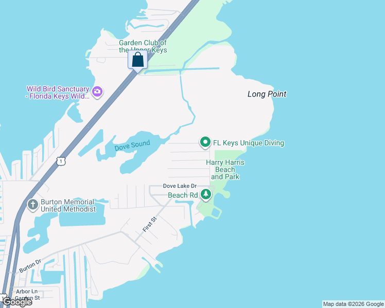 map of restaurants, bars, coffee shops, grocery stores, and more near 136 Indian Avenue in Tavernier