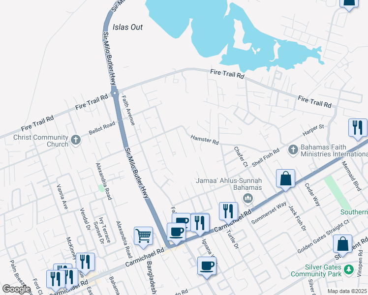 map of restaurants, bars, coffee shops, grocery stores, and more near in Nassau