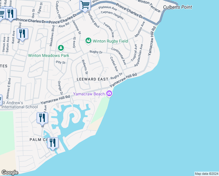 map of restaurants, bars, coffee shops, grocery stores, and more near in 