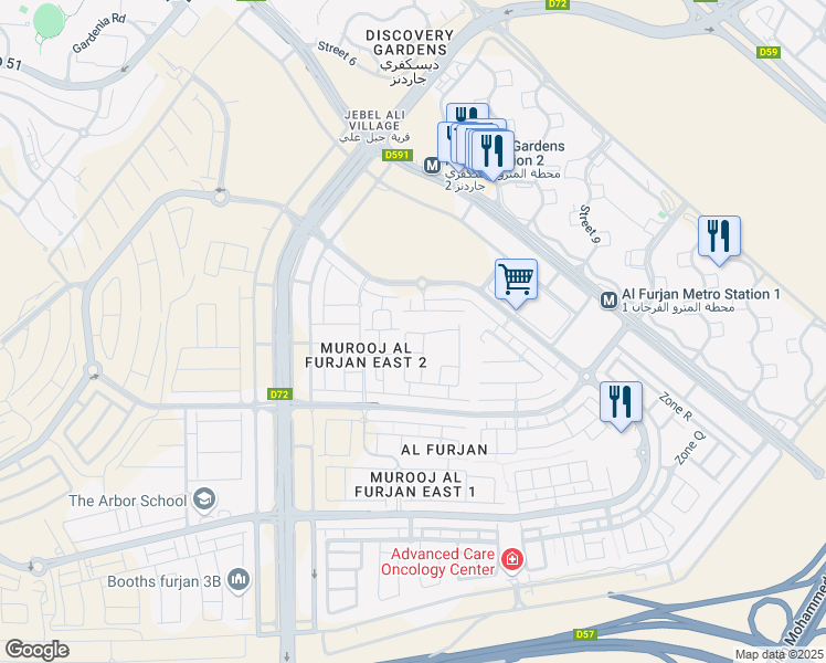 map of restaurants, bars, coffee shops, grocery stores, and more near in Dubai