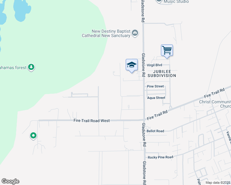map of restaurants, bars, coffee shops, grocery stores, and more near Gladstone Road in Nassau