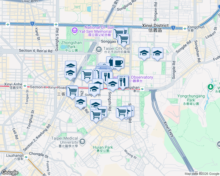 map of restaurants, bars, coffee shops, grocery stores, and more near in 