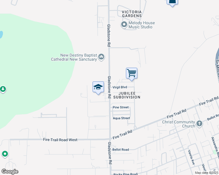 map of restaurants, bars, coffee shops, grocery stores, and more near Gladstone Road in Nassau