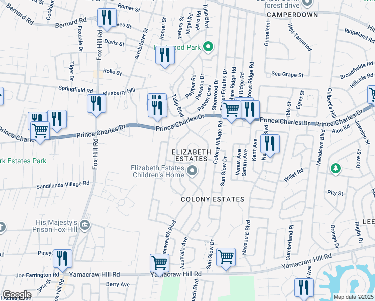 map of restaurants, bars, coffee shops, grocery stores, and more near in Nassau