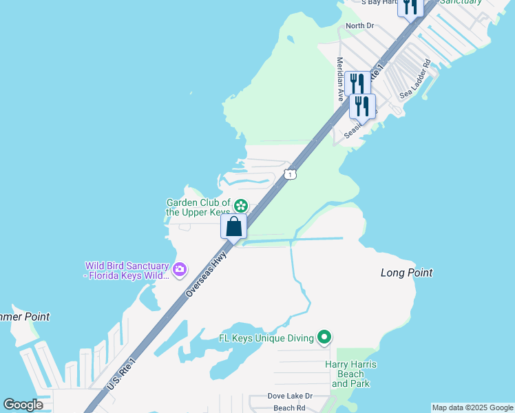 map of restaurants, bars, coffee shops, grocery stores, and more near 94100 Old State Road 4a in Tavernier