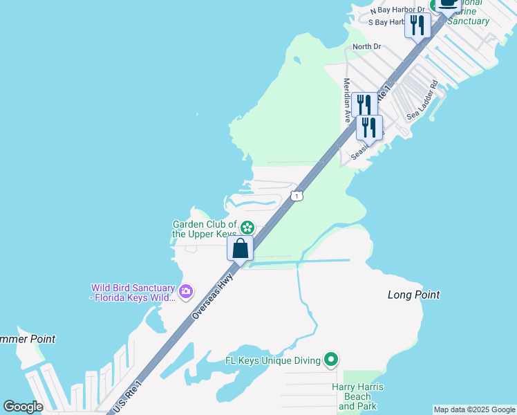 map of restaurants, bars, coffee shops, grocery stores, and more near 94100 Old State Road 4a in Tavernier
