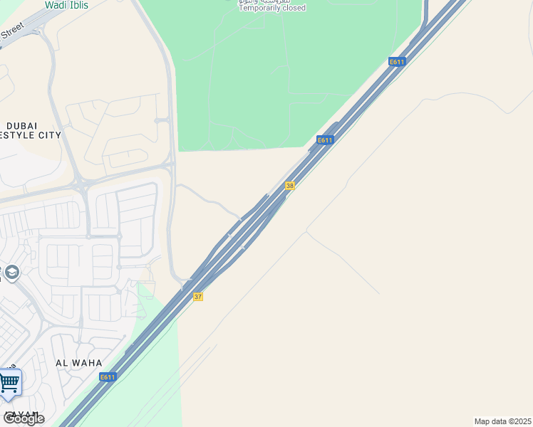 map of restaurants, bars, coffee shops, grocery stores, and more near Emirates Bypass Road in Dubai