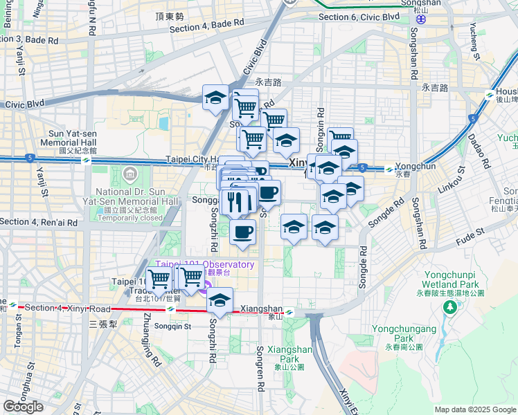 map of restaurants, bars, coffee shops, grocery stores, and more near in 
