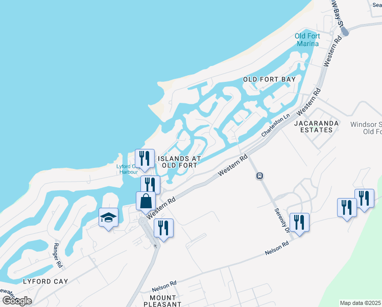 map of restaurants, bars, coffee shops, grocery stores, and more near in Nassau