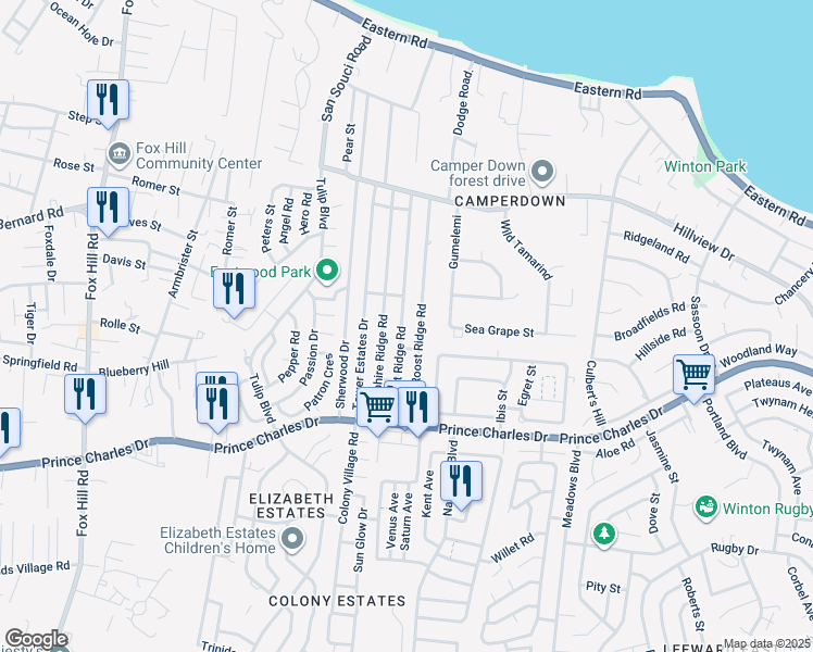 map of restaurants, bars, coffee shops, grocery stores, and more near Quail Roost Ridge Road in Nassau