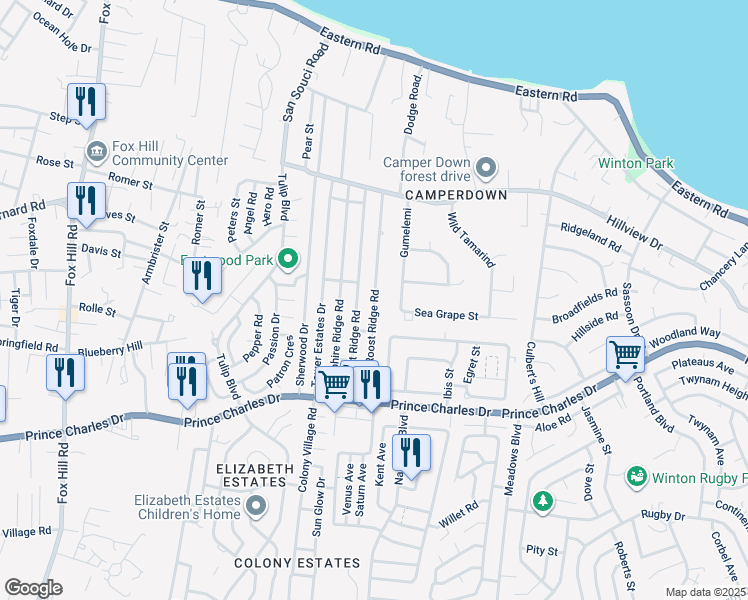 map of restaurants, bars, coffee shops, grocery stores, and more near Quail Roost Ridge Road in Nassau