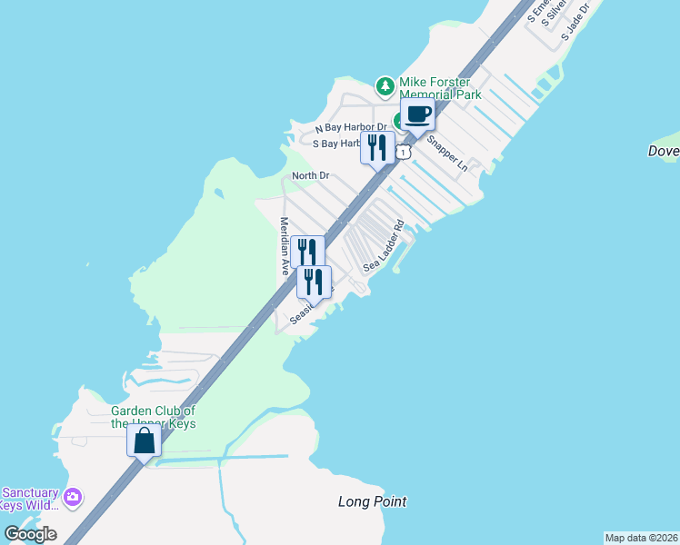 map of restaurants, bars, coffee shops, grocery stores, and more near in Key Largo