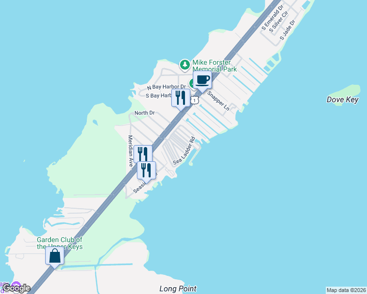 map of restaurants, bars, coffee shops, grocery stores, and more near in Key Largo