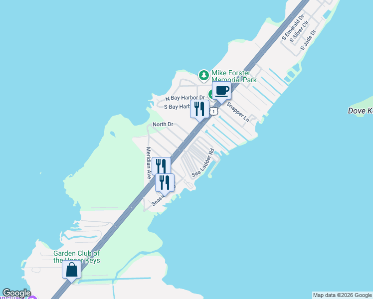 map of restaurants, bars, coffee shops, grocery stores, and more near in Key Largo