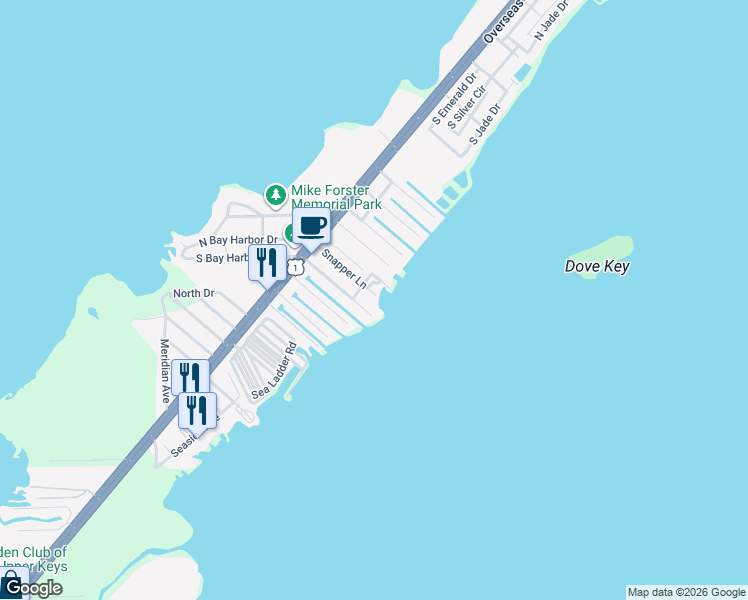 map of restaurants, bars, coffee shops, grocery stores, and more near 906 Lobster Lane in Key Largo