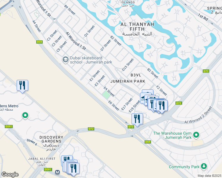 map of restaurants, bars, coffee shops, grocery stores, and more near in Dubai