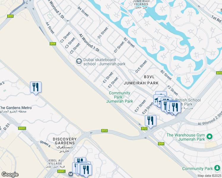 map of restaurants, bars, coffee shops, grocery stores, and more near in Dubai
