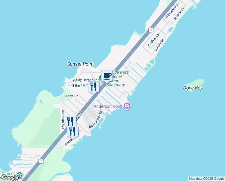map of restaurants, bars, coffee shops, grocery stores, and more near 925 Lobster Lane in Key Largo