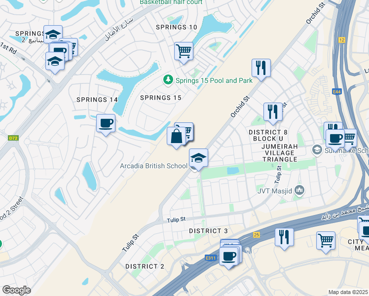 map of restaurants, bars, coffee shops, grocery stores, and more near in Dubai