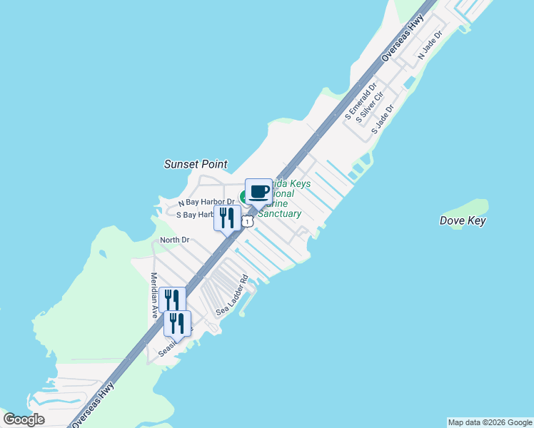 map of restaurants, bars, coffee shops, grocery stores, and more near 925 Lobster Lane in Key Largo