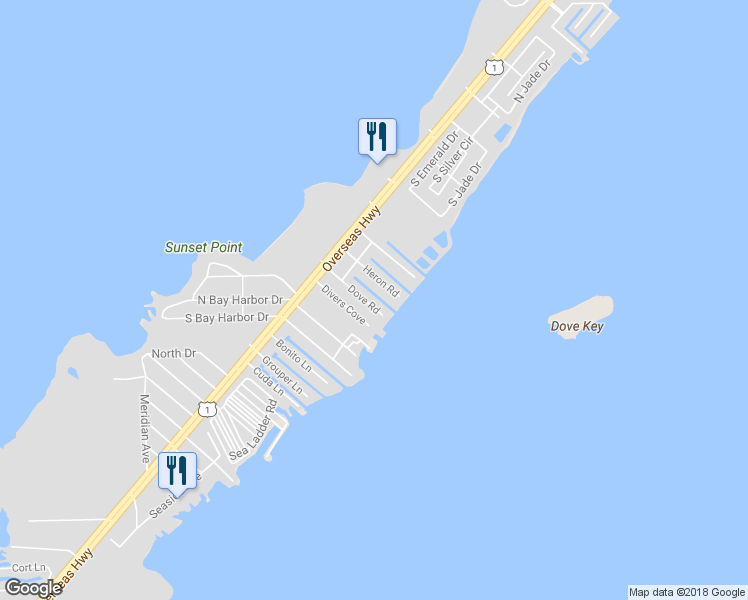 map of restaurants, bars, coffee shops, grocery stores, and more near 1009 Dove Road in Key Largo