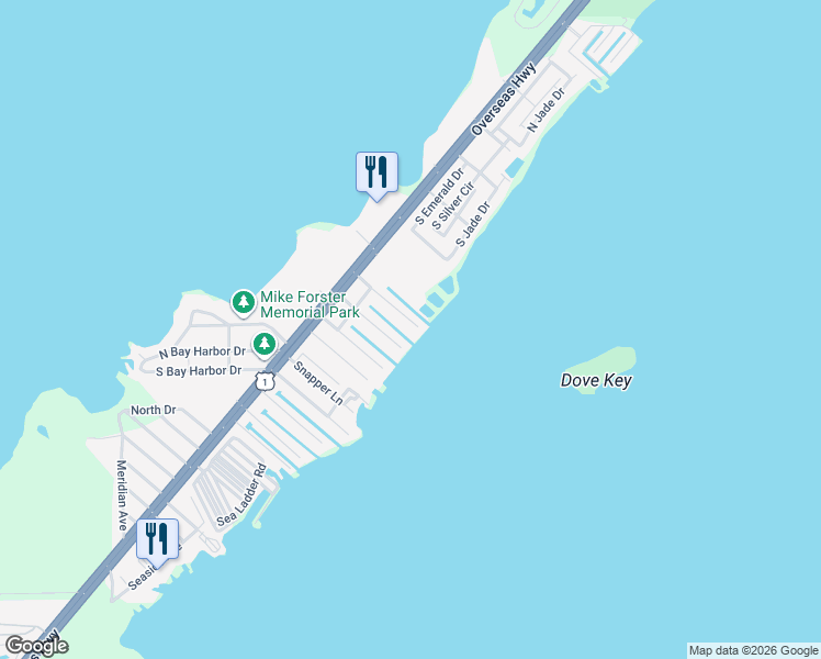 map of restaurants, bars, coffee shops, grocery stores, and more near 1101 Heron Road in Key Largo