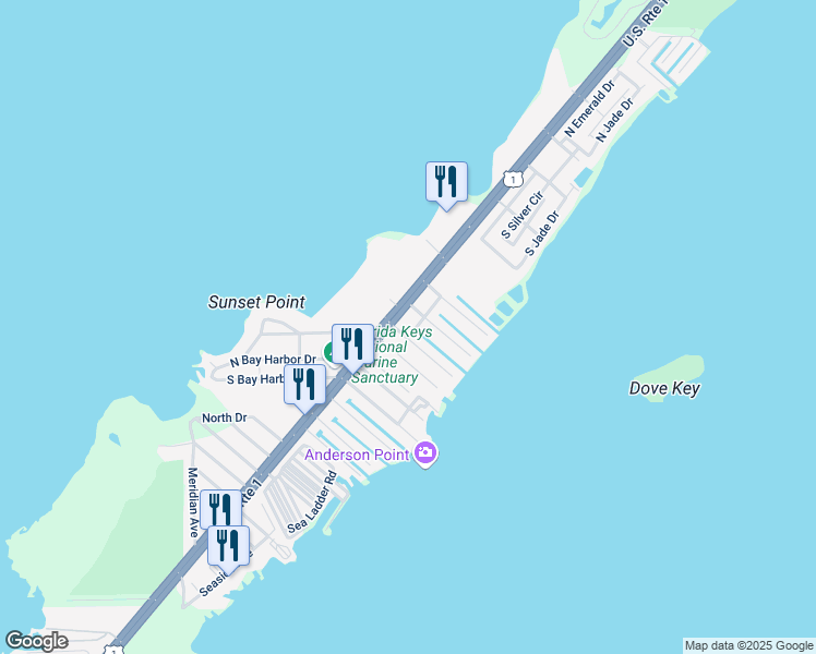 map of restaurants, bars, coffee shops, grocery stores, and more near 901 Red Bird Road in Key Largo