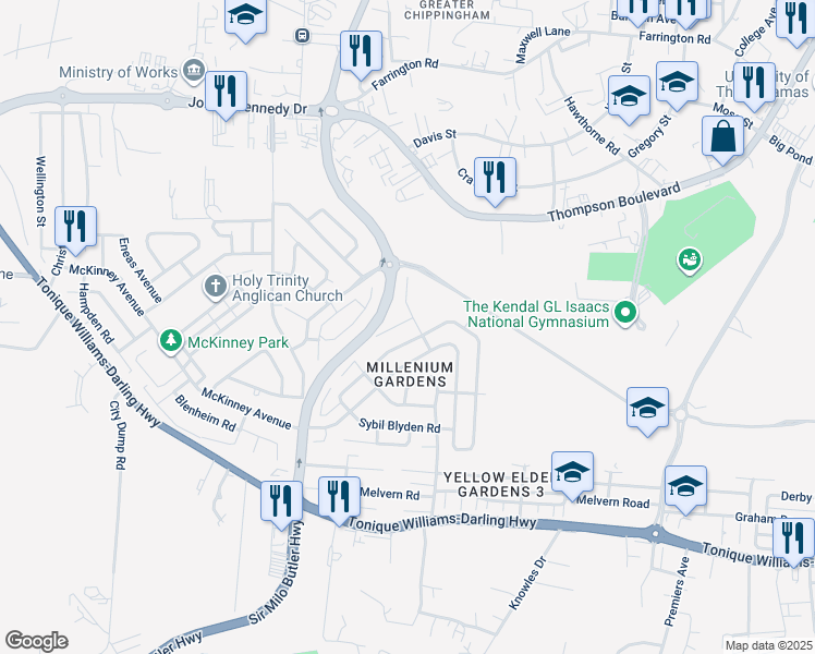 map of restaurants, bars, coffee shops, grocery stores, and more near in Nassau