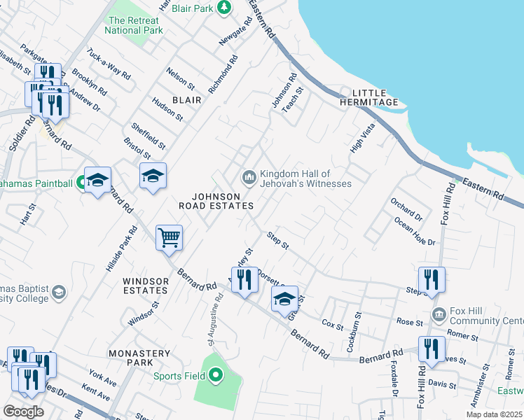 map of restaurants, bars, coffee shops, grocery stores, and more near in Nassau