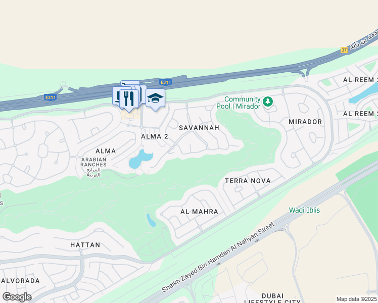 map of restaurants, bars, coffee shops, grocery stores, and more near in Dubai