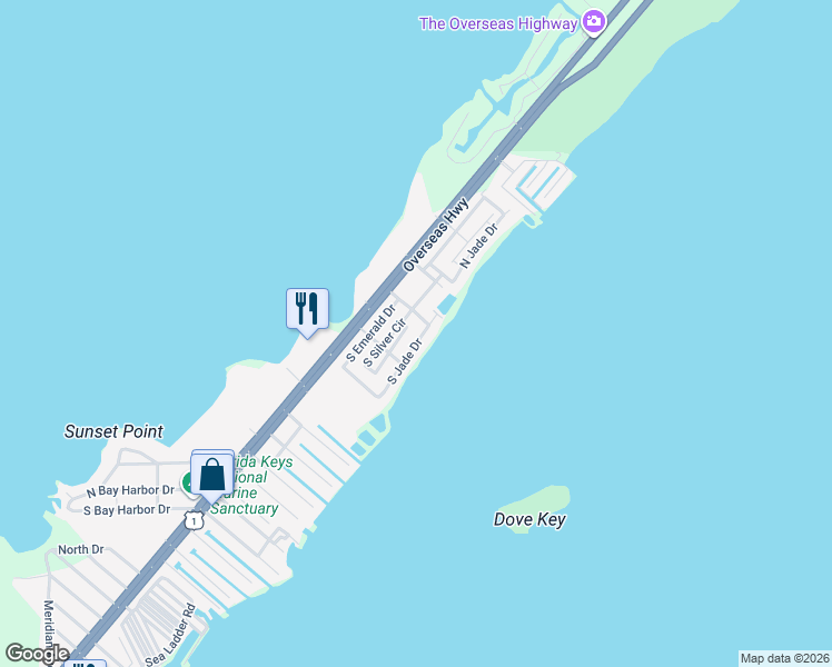 map of restaurants, bars, coffee shops, grocery stores, and more near 803 South Marina Avenue in Key Largo