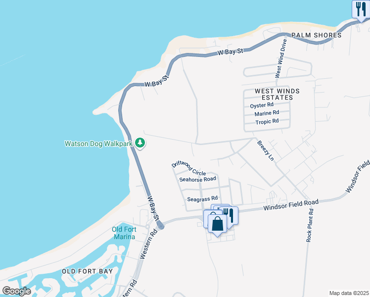 map of restaurants, bars, coffee shops, grocery stores, and more near in Nassau